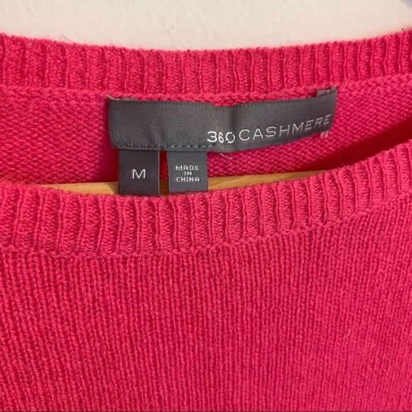 360 Cashmere 3/4 Sleeve Striped Boat Neck Sweater in Pink, Size M - Picture 3 of 11